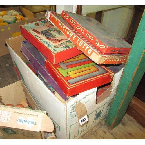 143 - BOX OF OLD BOARD GAMES