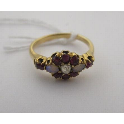 172 - RUBY AND DIAMOND CLUSTER RING