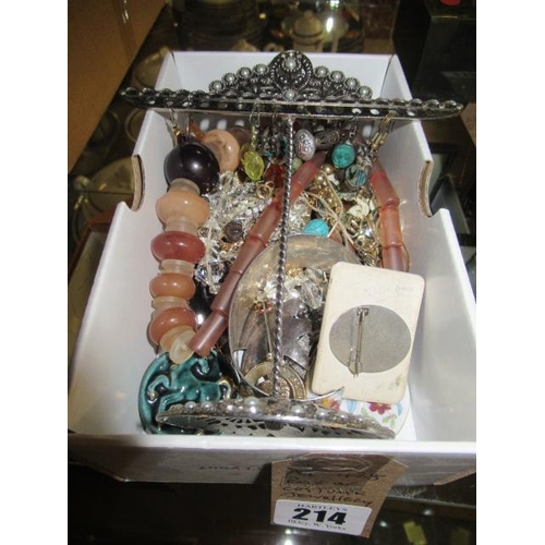 214 - BOX OF COSTUME JEWELLERY