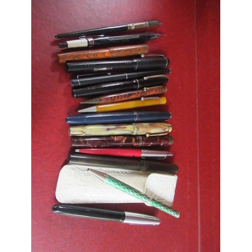 342 - BOX OF GOLD NIBBED FOUNTAIN PENS ETC