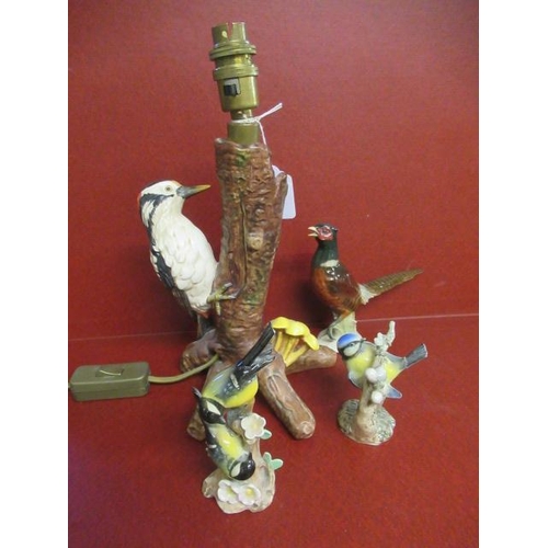 393 - GOEBEL WOODPECKER LAMP AND THREE BIRD MODELS