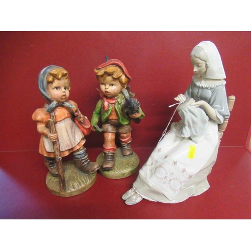 394 - LLADRO FIGURE AND TWO OTHER FIGURES