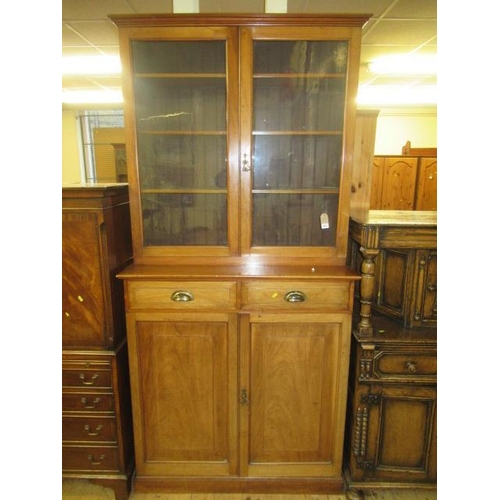 811 - GLAZED BOOKCASE ON CUPBOARD