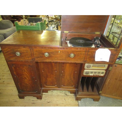 815 - MAHOGANY CABINET CONTAINING GARRARD 301 TRANSCRIPTION AUDIO DECK WITH BURNE-JONES SUPER 90 TONE ARM ... 