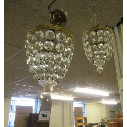 108 - PAIR OF 1930S GLASS CHANDELIERS