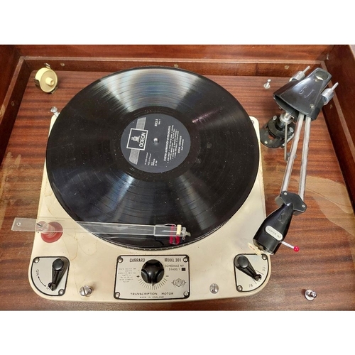 815 - MAHOGANY CABINET CONTAINING GARRARD 301 TRANSCRIPTION AUDIO DECK WITH BURNE-JONES SUPER 90 TONE ARM ... 