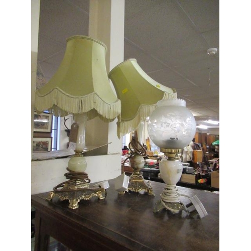 101 - THREE ONYX TABLE LAMPS