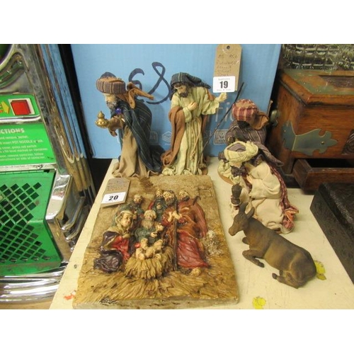 20 - NATIVITY FIGURES AND PLAQUE