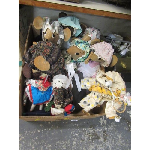 38 - BOX OF MICE DOLLS AND TOYS