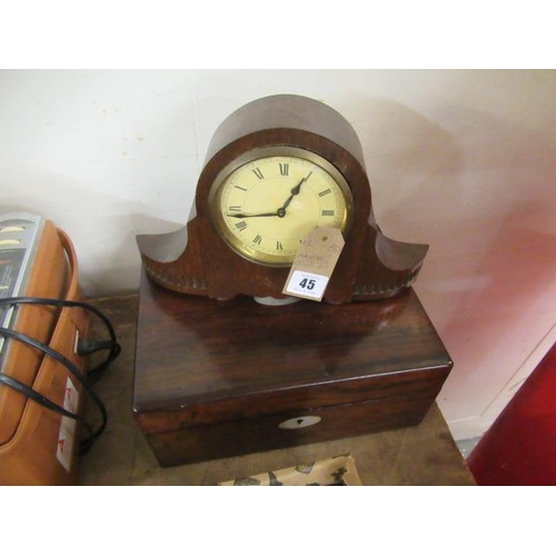 45 - MANTLE CLOCK AND A WOODEN BOX