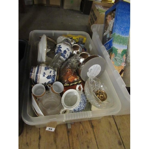 93 - BOX OF CERAMICS ETC