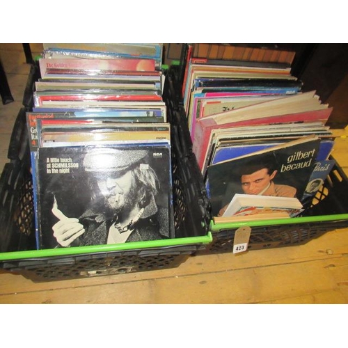 423 - TWO BOXES OF LP RECORDS INCLUDING SCOTT WALKER ETC