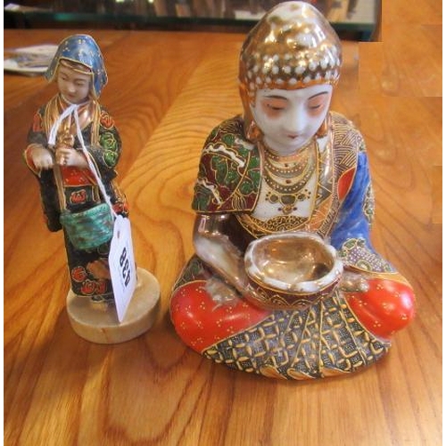 438 - JAPANESE FIGURE AND A BUDDHA FIGURE