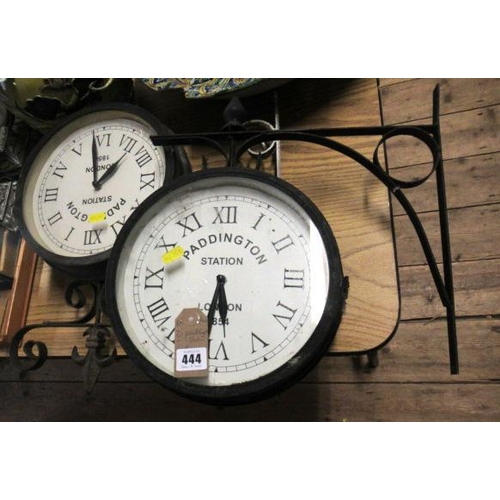 444 - TWO PADDINGTON STATION REPRODUCTION WALL CLOCKS