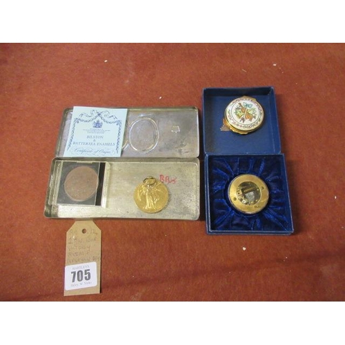 705 - WW I VICTORY MEDAL AND HALCYON DAYS MUSIC BOX ETC