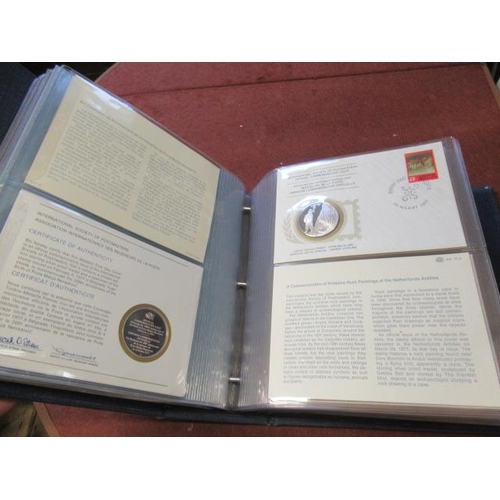 715A - 1976 INTERNATIONAL SOCIETY OF POSTMASTERS COIN AND FIRST DAY COVER SET WITH THIRTY SIX SILVER