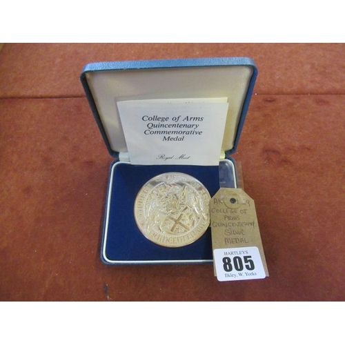 805 - COLLEGE OF ARMS QUINCENTENARY SILVER MEDAL