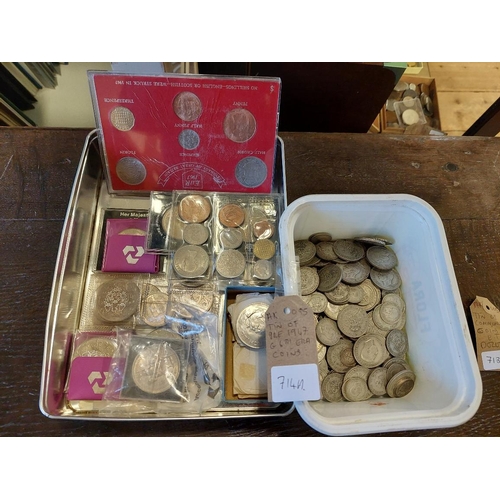 714A - TIN OF PRE 1947 GEORGE VI COINS