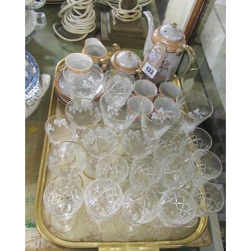 133 - JAPANESE COFFEE SET AND A QUANTITY OF GLASSES