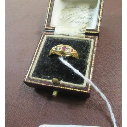 163 - CASED VICTORIAN 18CT GOLD RUBY AND DIAMOND RING