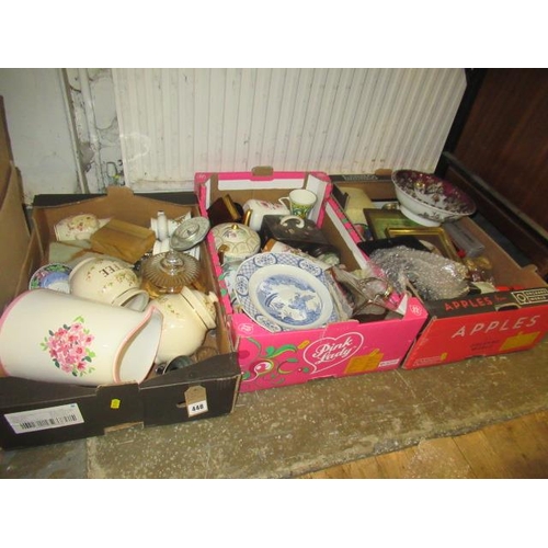 448 - THREE BOXES OF MISCELLANEOUS CHINA AND GLASS