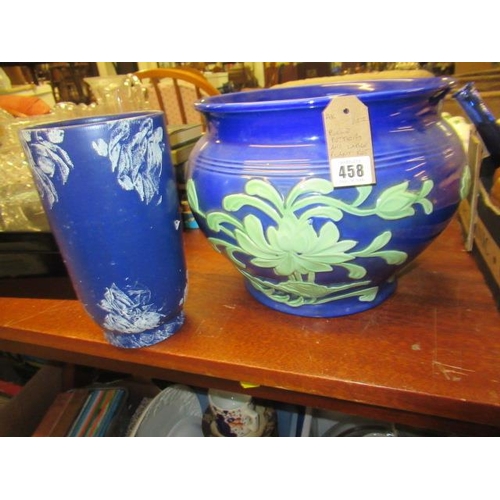 458 - POOLE POTTERY VASE AND A LARGE JARDINIERE