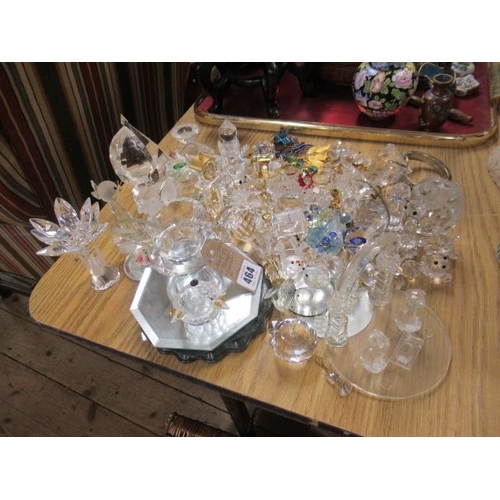 464 - LARGE QUANTITY OF GLASS ORNAMENTS INCLUDING SWAROVSKI