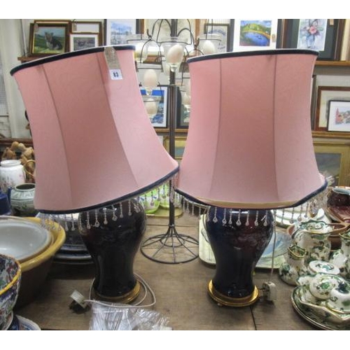 83 - PAIR OF 18TH CENTURY CHINESE VASES CONVERTED TO LAMPS WITH SHADES