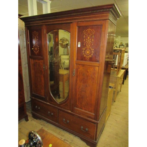 866 - INLAID MAHOGANY WARDROBE