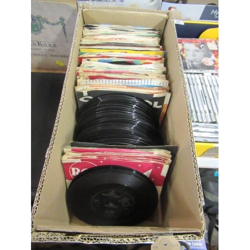 65 - BOX OF 45 RPM RECORDS INCLUDING BEATLES AND ELVIS