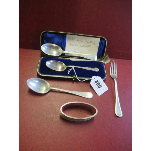 306 - CASED SILVER SPOON ETC