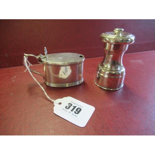 319 - SILVER PEPPER GRINDER AND MUSTARD