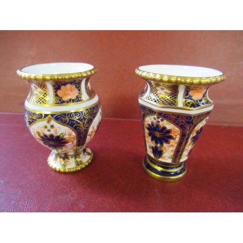 494 - PAIR OF MINIATURE ROYAL CROWN DERBY VASES