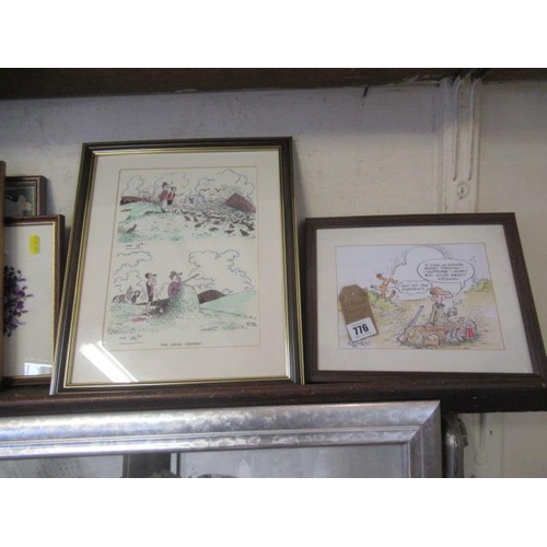 776 - TWO FRAMED SHOOTING THEMED CARTOONS