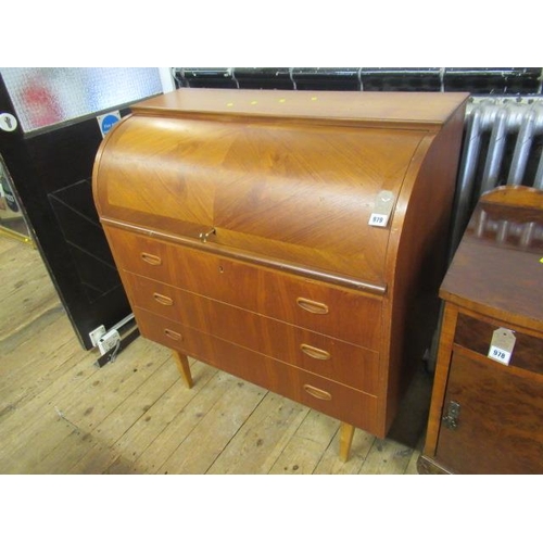 979 - VINTAGE TEAK CYLINDER BUREAU BY EGON OSTERGAARD