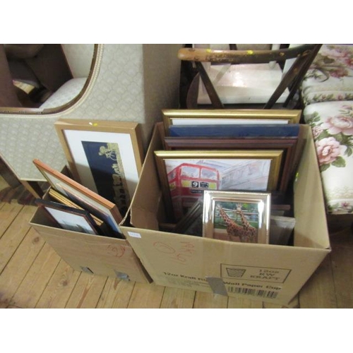 767A - TWO BOXES OF PICTURES AND PRINTS INCLUDING MAP AND BICYCLE PICTURE BY THORNTON ETC