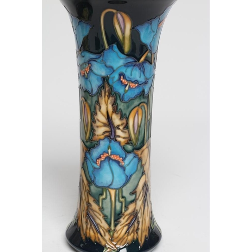 121 - A MOORCROFT POTTERY VASE, 1996, of swept baluster form, painted with the Lamia pattern designed by R... 