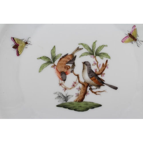 26 - THREE HEREND PORCELAIN OZIER MOULDED TRIOS printed and over painted with the Rothschild Bird pattern... 