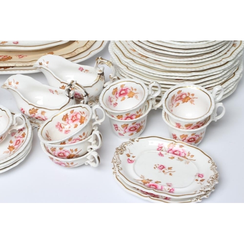 52 - A DANIEL BONE CHINA PART DINNER, TEA AND COFFEE SERVICE, c.1830, of shaped form with gadrooned rim, ... 