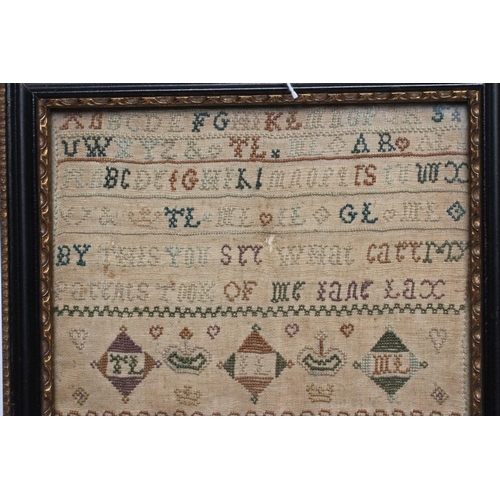 553 - A GEORGE III SAMPLER, 1790, worked in coloured threads on a fine linen ground in full cross stitch b... 