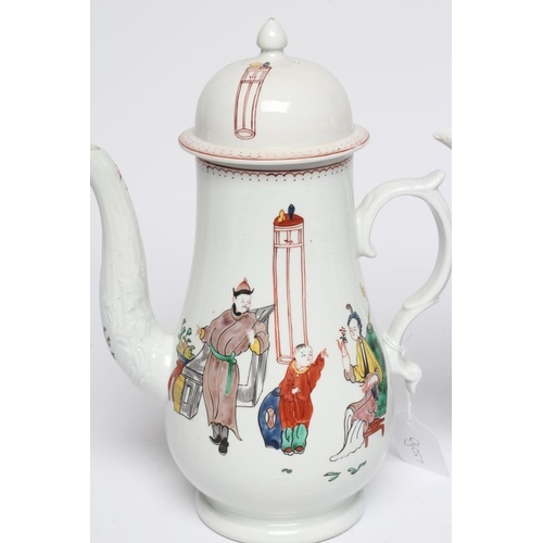 56 - A JAMES PENNINGTON AND A CHRISTIAN'S PORCELAIN COFFEE POT AND COVER, c.1770's, both of baluster form... 