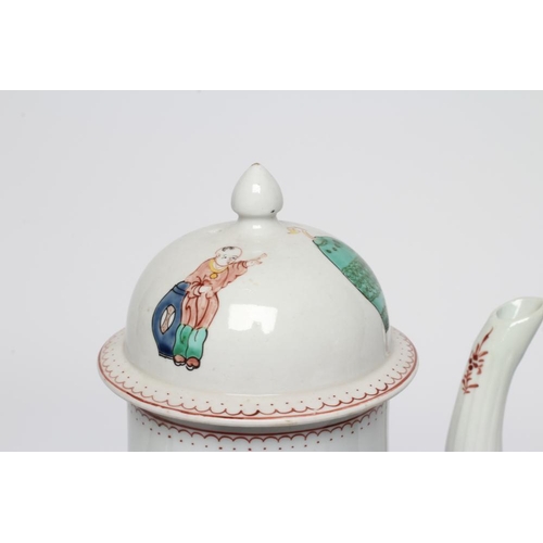 56 - A JAMES PENNINGTON AND A CHRISTIAN'S PORCELAIN COFFEE POT AND COVER, c.1770's, both of baluster form... 