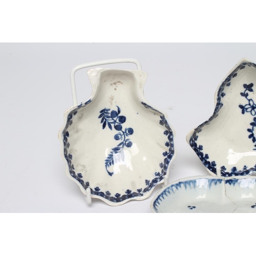 60 - A COLLECTION OF PENNINGTON'S PORCELAIN, c.1780's, all decorated in underglaze blue and comprising a ... 