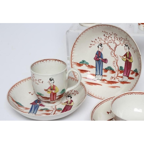 69 - A COLLECTION OF PENNINGTON'S PORCELAIN TABLEWARES, c.1780's, comprising an HP class Scolding Woman p... 