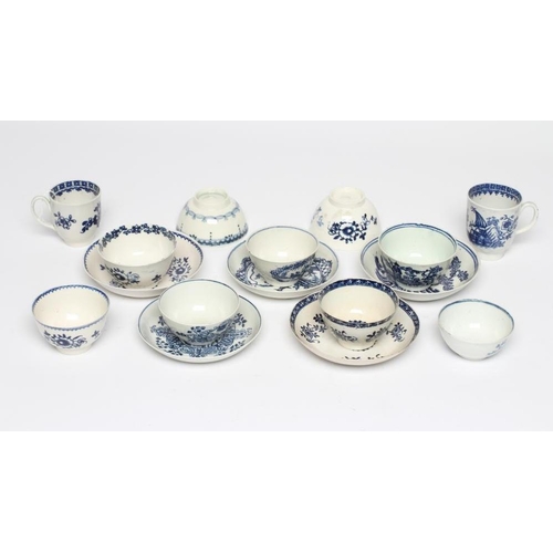 70 - A COLLECTION OF PENNINGTON'S PORCELAIN, c.1770's, all decorated in underglaze blue and comprising fi... 