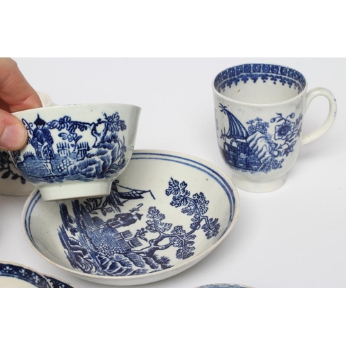 70 - A COLLECTION OF PENNINGTON'S PORCELAIN, c.1770's, all decorated in underglaze blue and comprising fi... 