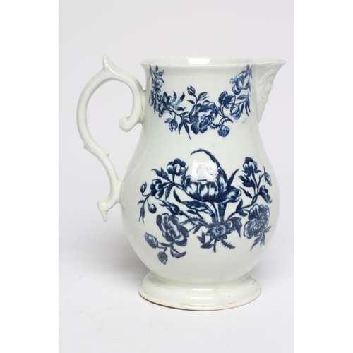 74 - A SETH PENNINGTON PORCELAIN MASK JUG, c.1790, of baluster form, the scroll handle with coma terminal... 