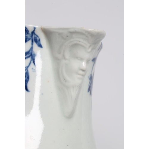 74 - A SETH PENNINGTON PORCELAIN MASK JUG, c.1790, of baluster form, the scroll handle with coma terminal... 