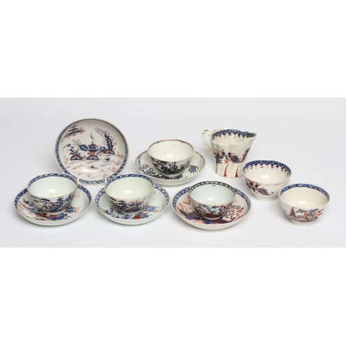 79 - A COLLECTION OF PENNINGTON'S PORCELAIN TABLEWARE, c.1790, all painted in underglaze blue and over pa... 