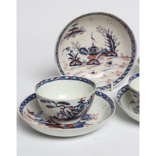 79 - A COLLECTION OF PENNINGTON'S PORCELAIN TABLEWARE, c.1790, all painted in underglaze blue and over pa... 